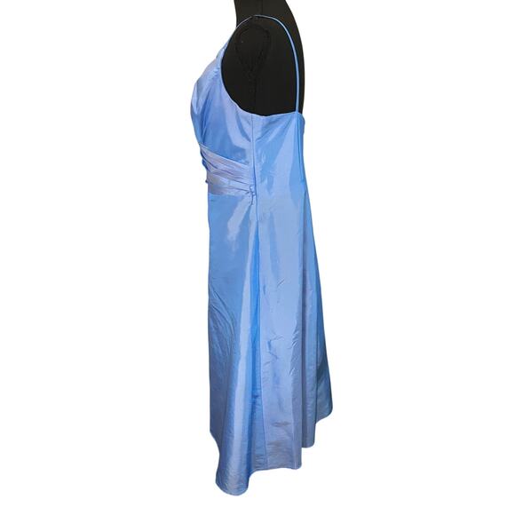 Da Vinci Ice Blue Satin Fit & Flare Y2K Holiday Party Dress Size 10 VTG - Picture 3 of 8